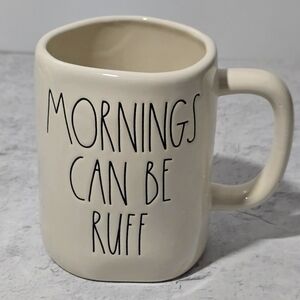 NWOT Rae Dunn Cream Mug Cup Artisan Collection Mornings Can Be Ruff